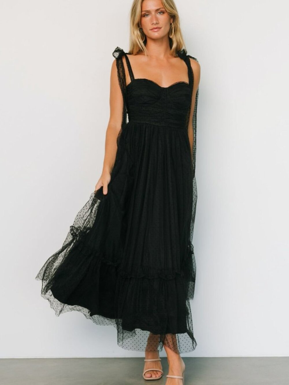 Baltic Born Black Tulle Midi Dress
